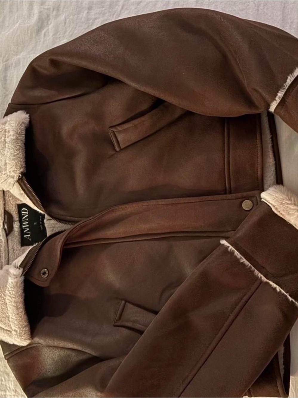Altar'd State Chocolate Brown Faux-Shearling Trim Cropped Jacket